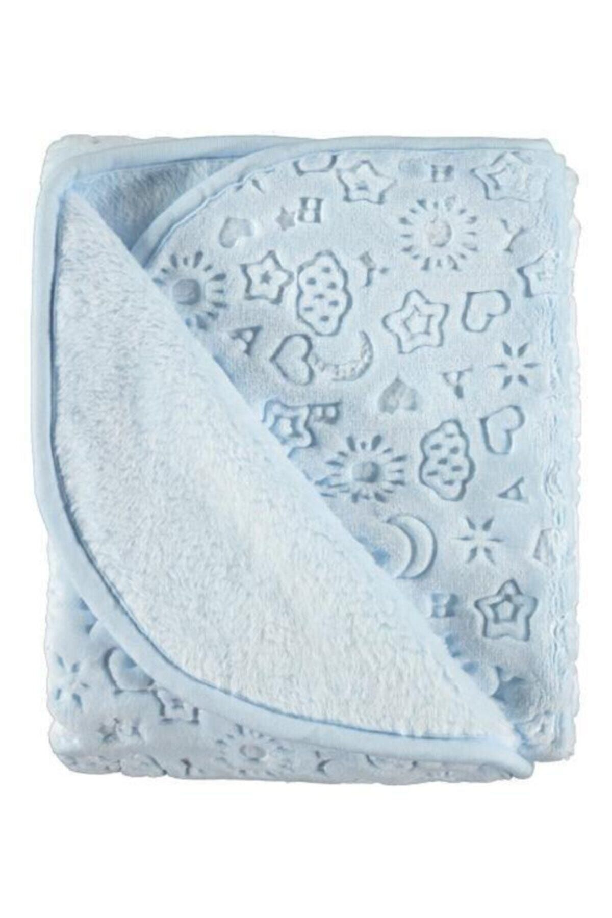 Recos Premium Kabartmalı Mavi Bebek Battaniyesi