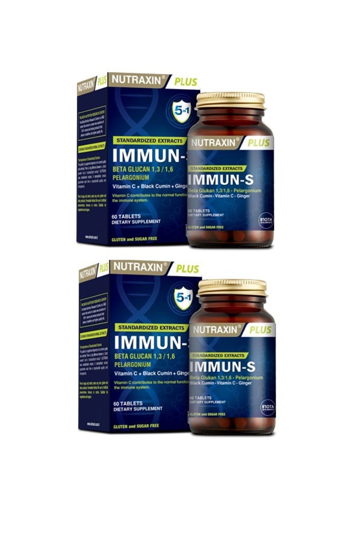 Nutraxin Afrika Sardunyası Ve Zencefil Içeren Immun-s 60 Tablet X2 Adet