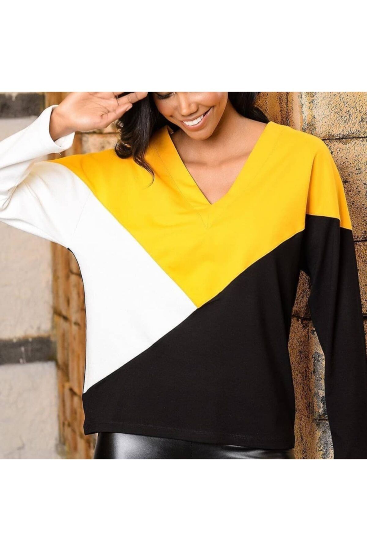 JANES Kadın Siyah Parça Detay 3 Renk Bluz