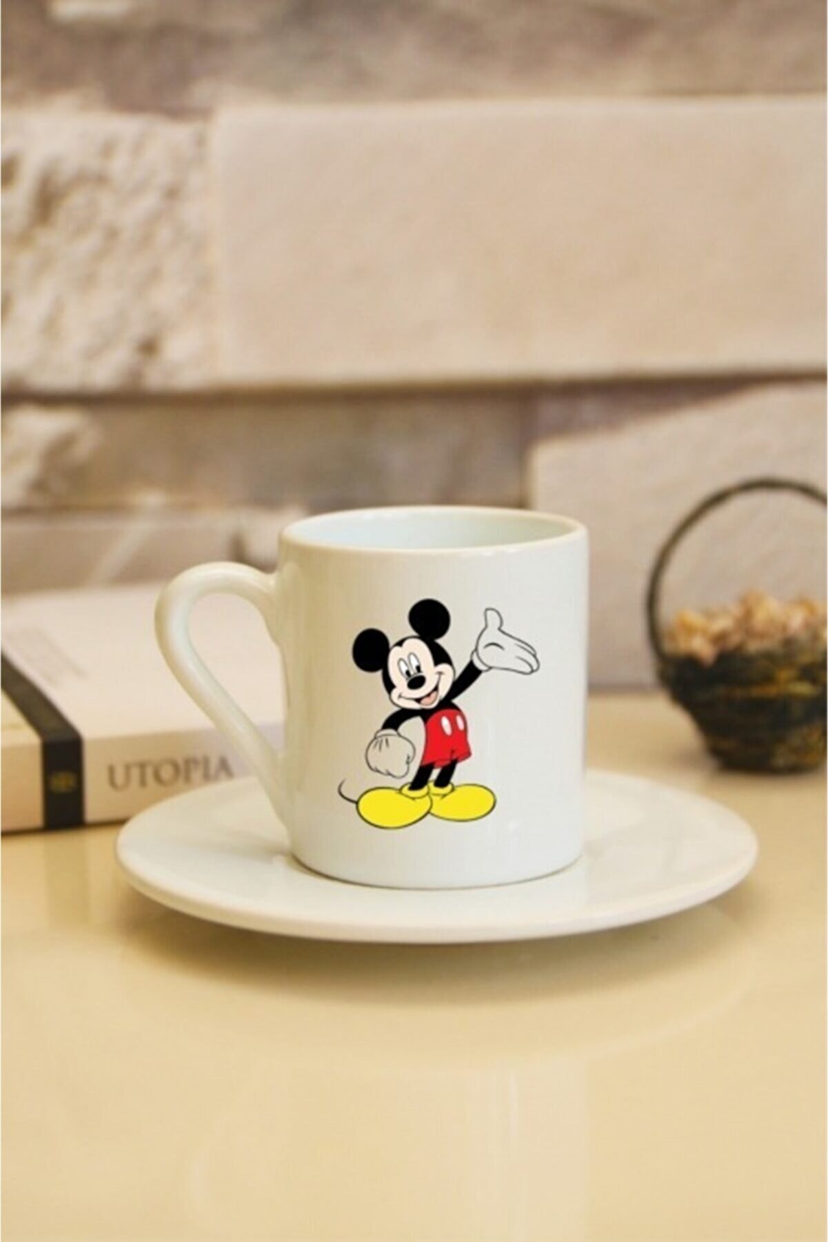 Hediyexpres Mickey Mouse Tasarımlı Türk Kahvesi Fincanı