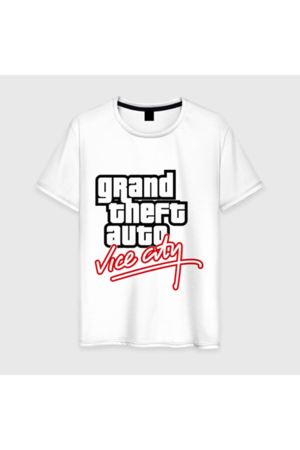 DIGERUI Gta Vice City Logo Desenli Beyaz Tişört