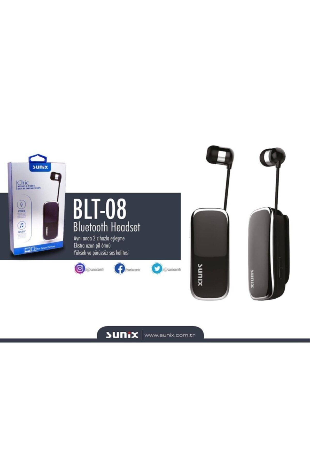 Sunix Blt-08 Makaralı Bluetooth Kulaklık