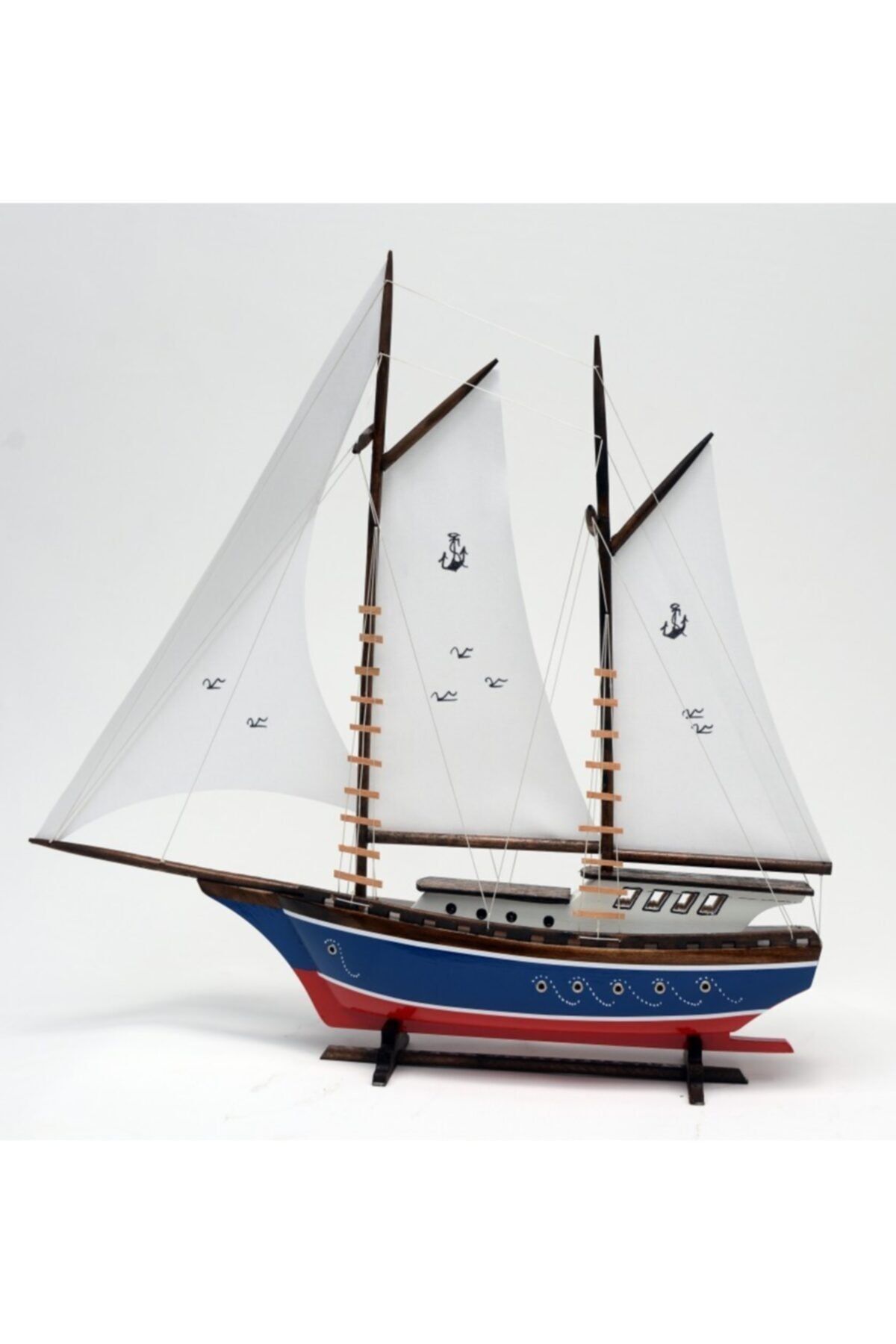 OKYANUS TEKNE Ahşap Bez Yelkenli Açık Yat Modeli – Ağaç Gemi Tekne Kayık Sandal Kotra Maketi