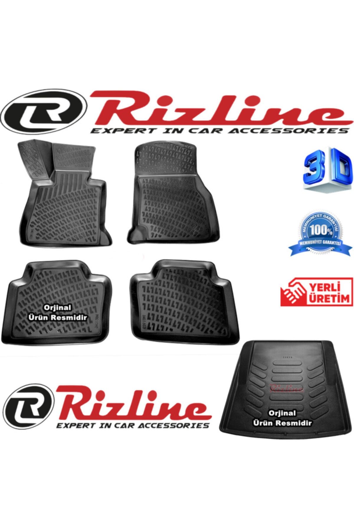 Rizline Bmw E90 3 Serisi 3d Paspas + 3d Bagaj Havuzu 2005-2013 Arası Siyah Set