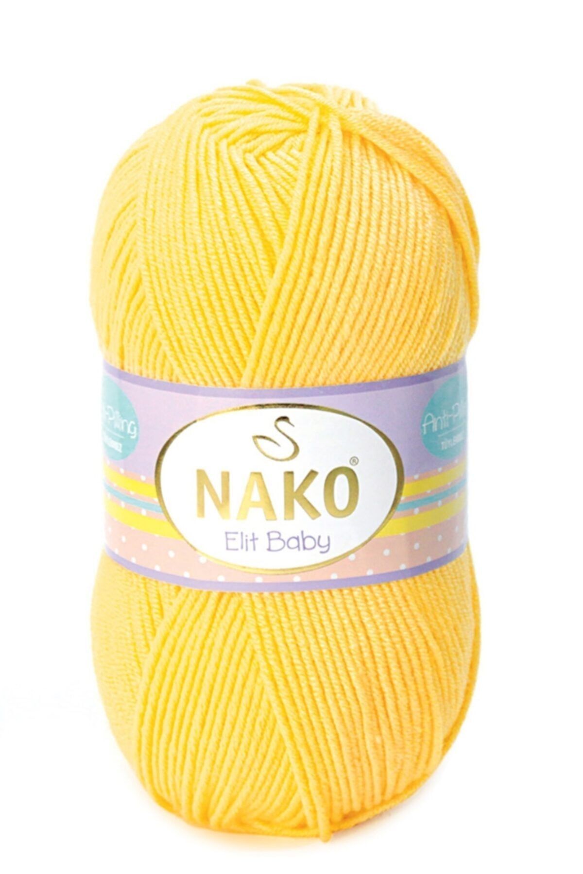 Nako ( 5 Adet ) Elit Baby 2857 Sarı El Örgü Iplikleri Yelek Hırka Kazak Ipliği Bebe Battaniye Ipi