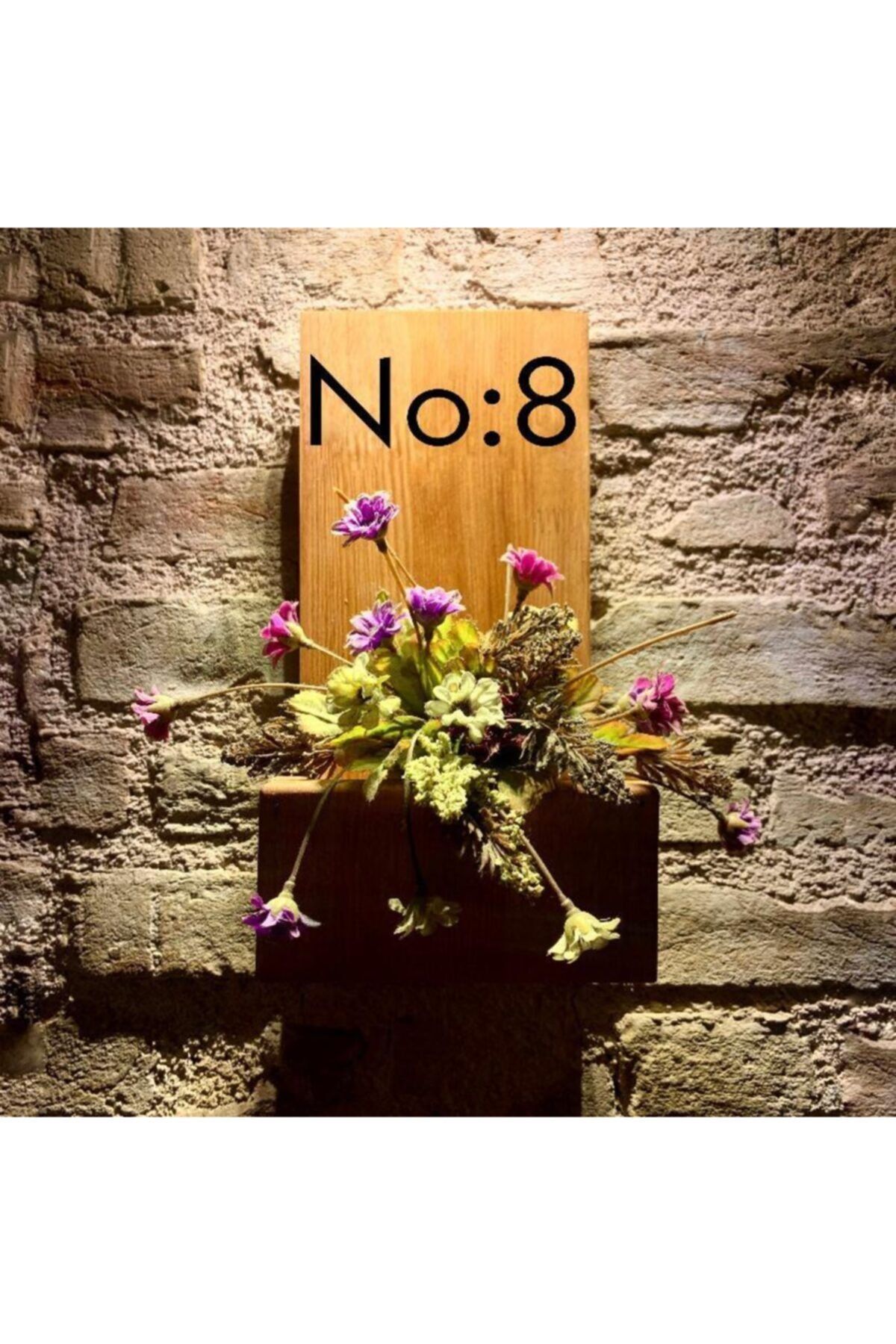 MSAĞWOODS No:8 Kapı Önü Ahşap Kapı Numaralığı-çiçeklik-duvar Süsü-doğal-otantik-ev Hediyesi-kapı Isimliği