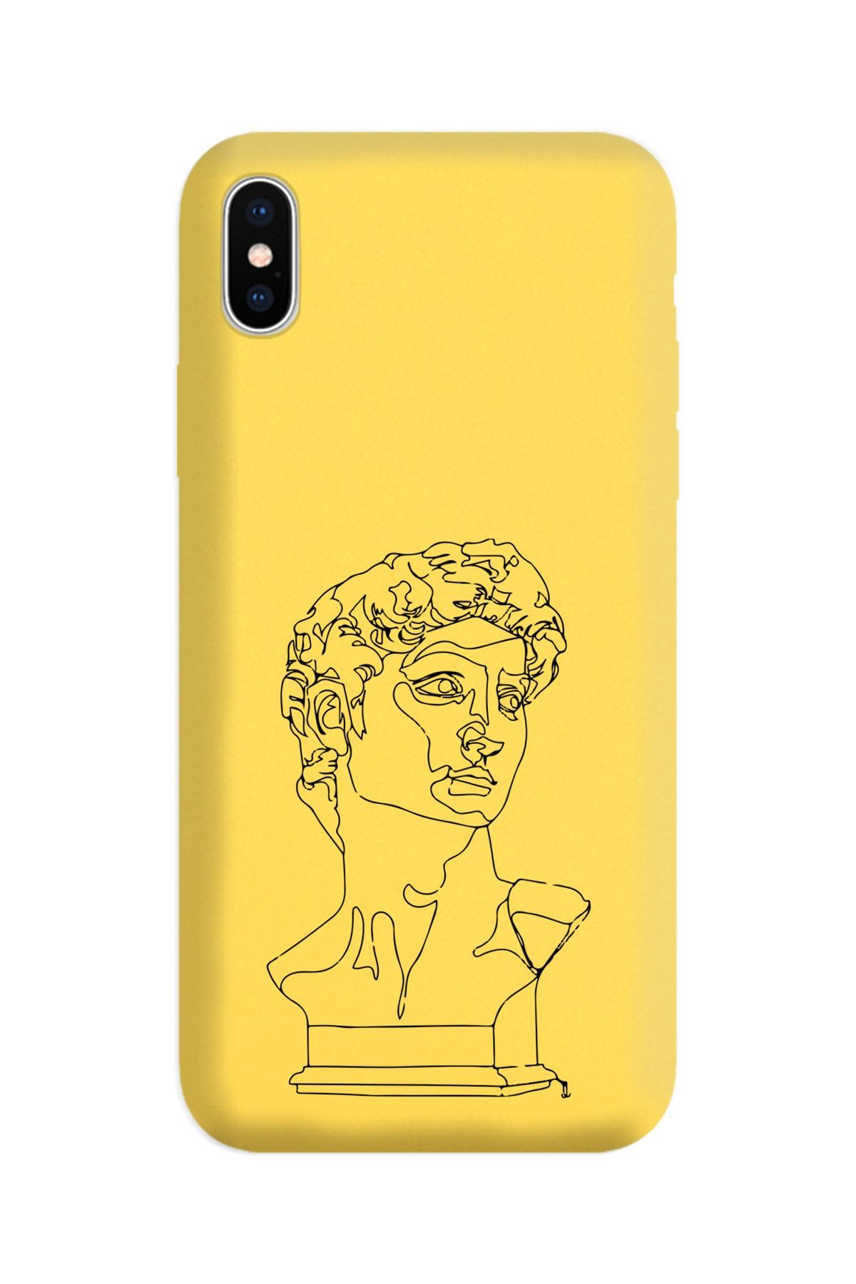 Spoyi Iphone Xs Max Çizgi Tasarımlı Sarı Lansman Telefon Kılıfı