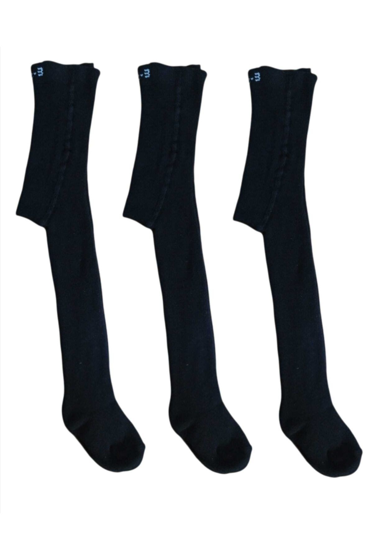 İpek Çocuk Havlu Külotlu Çorap Siyah 3 Lü
