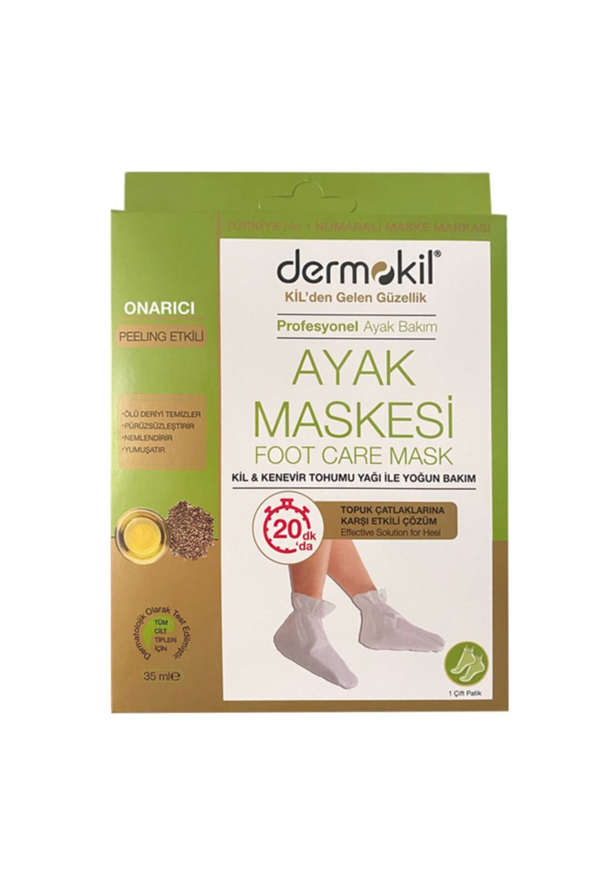 Dermokil Doğal Kil Ve Kenevir Içerikli Foot Peeling Pack Çorap Tipi Ayak Peeling Maskesi Topuk Çatlak Maskesi