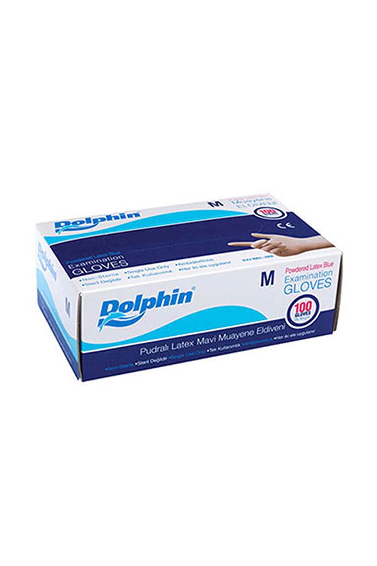 Dolphin Mavi Lateks Eldiven Pudralı M 100lü Paket Tm-eld-0018