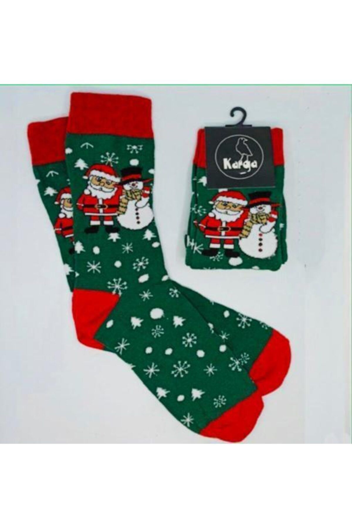 Kuzgunshop Yılbaşı Noel Baba Ve Kardan Adam Desenli Unisex Çorap
