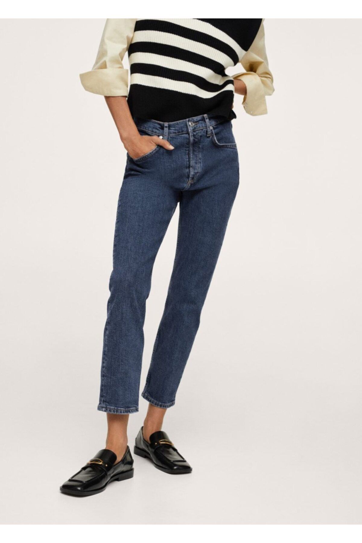 MANGO Kısa Paçalı Orta Bel Yükseklikli Slim Fit Jean