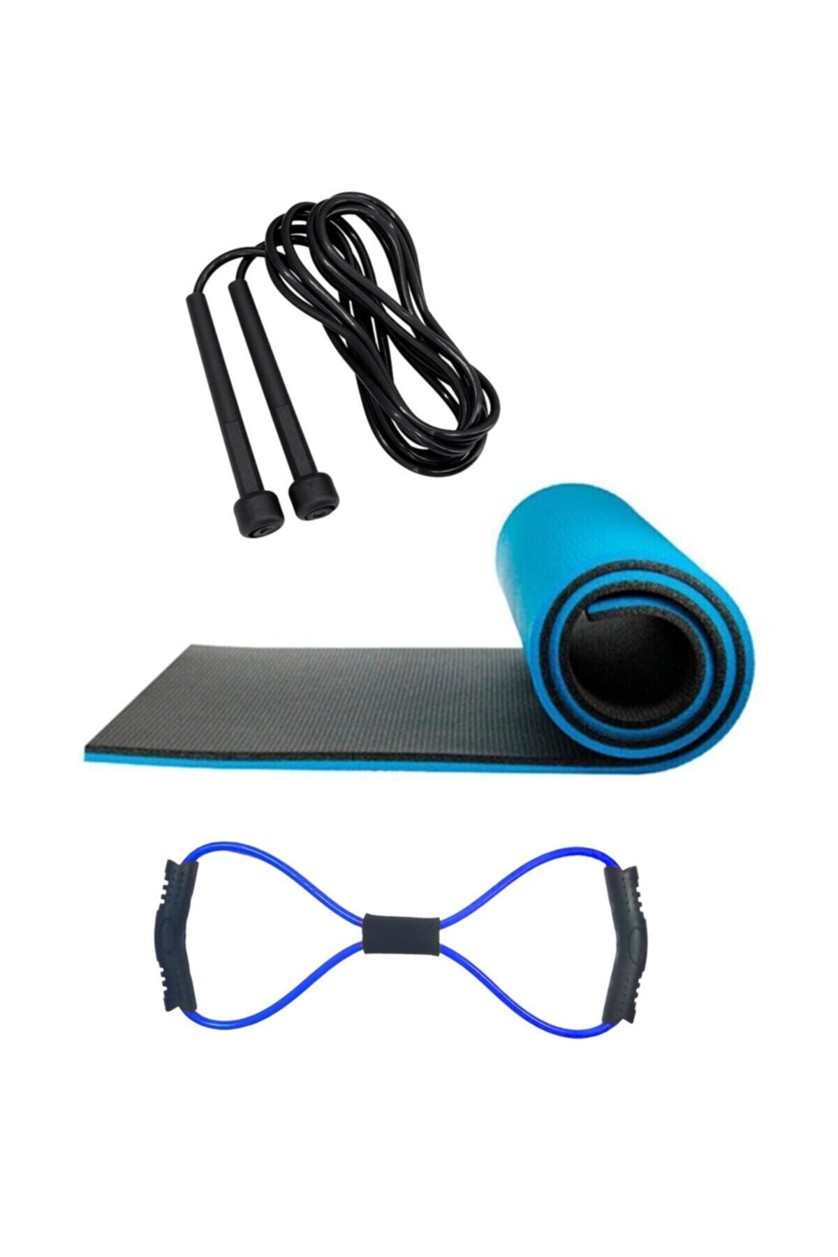 Tosima 8mm Pilates Matı Sekizgen Egzersiz Lastiği Ve Atlama Ipi Seti Yoga Matı Egzersiz Minderi