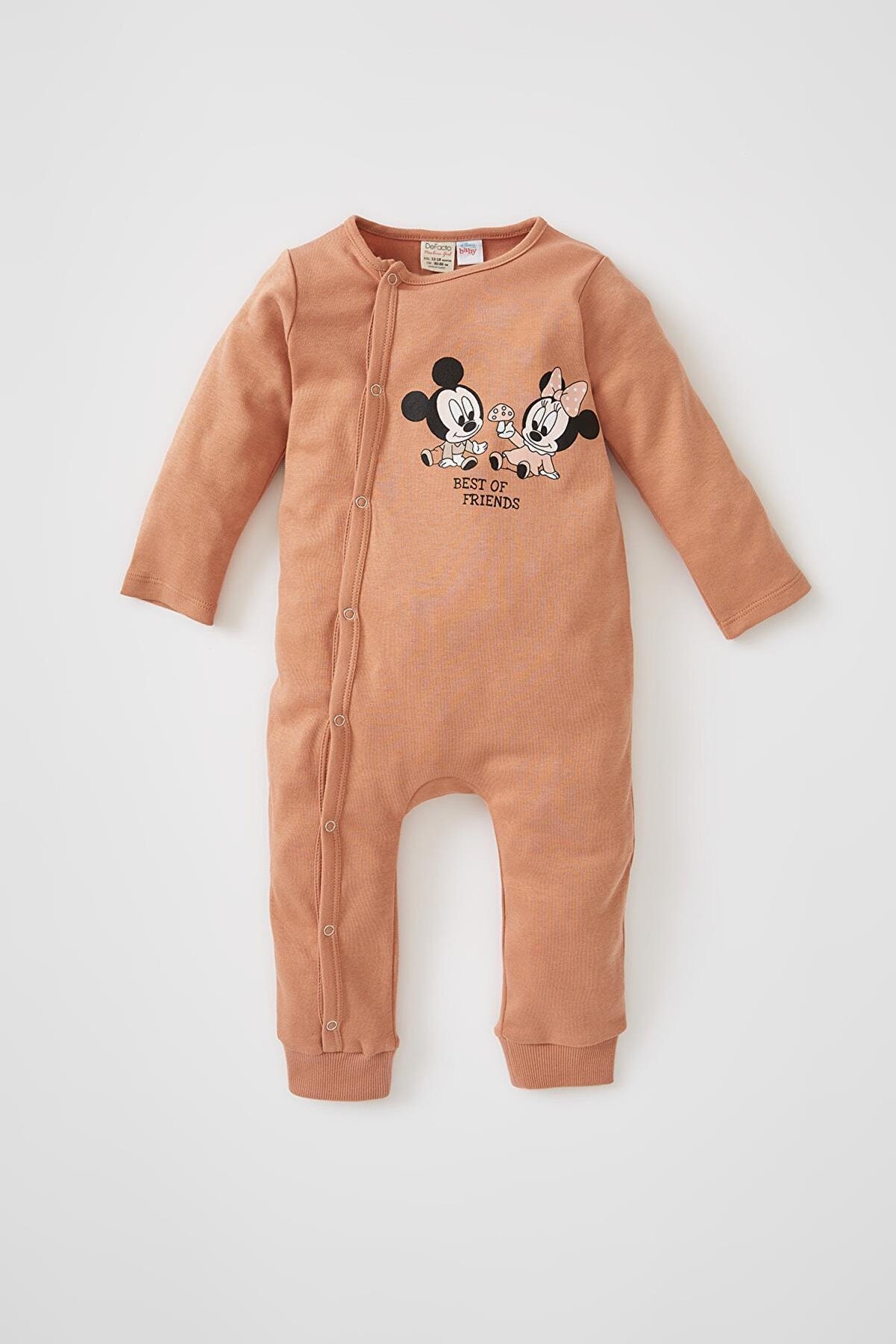 Defacto Kız Bebek Disney Mickey & Minnie Lisanslı Yeni Doğan Uzun Kollu Pamuklu Çıtçıtlı Tulum