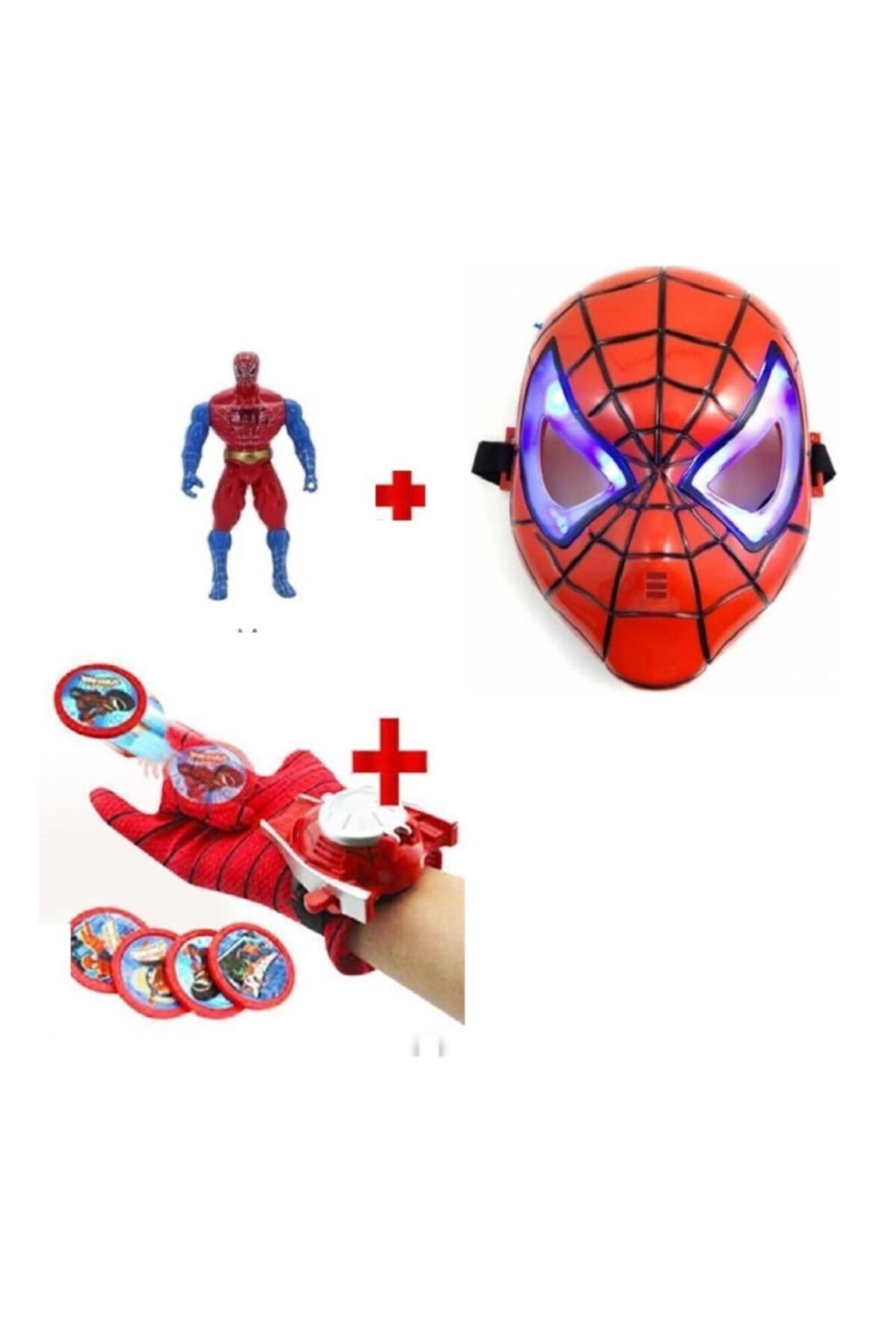 Spiderman Büyük Set Örümcek Adam Figür Işıklı Maske Ağ Atan Eldiven Hediye Oyuncak