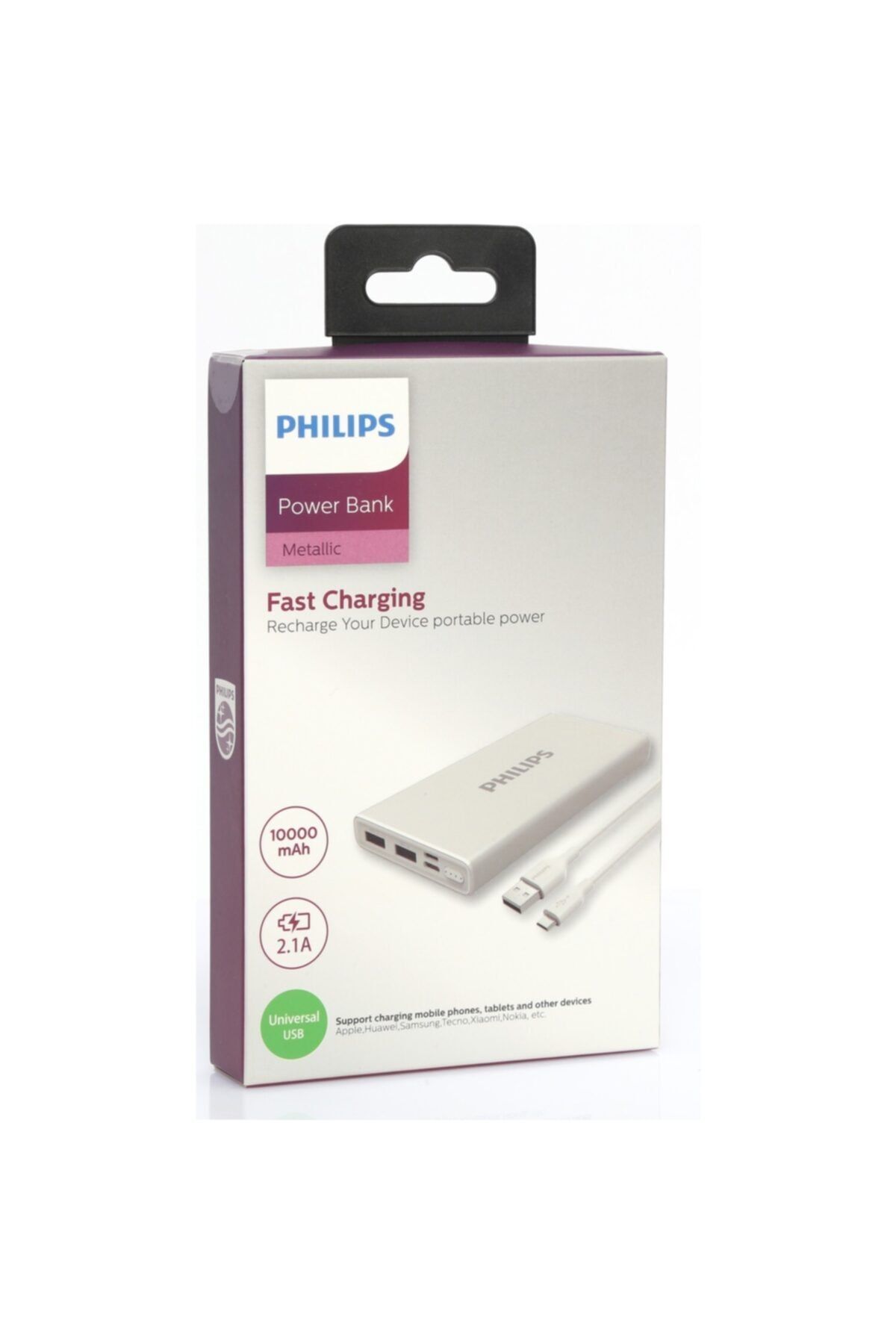 Philips Dlp1510cb/51-gümüş Slim 10.000 Mah 2.1a 2usb Type-c/micro Girişli Powerbank