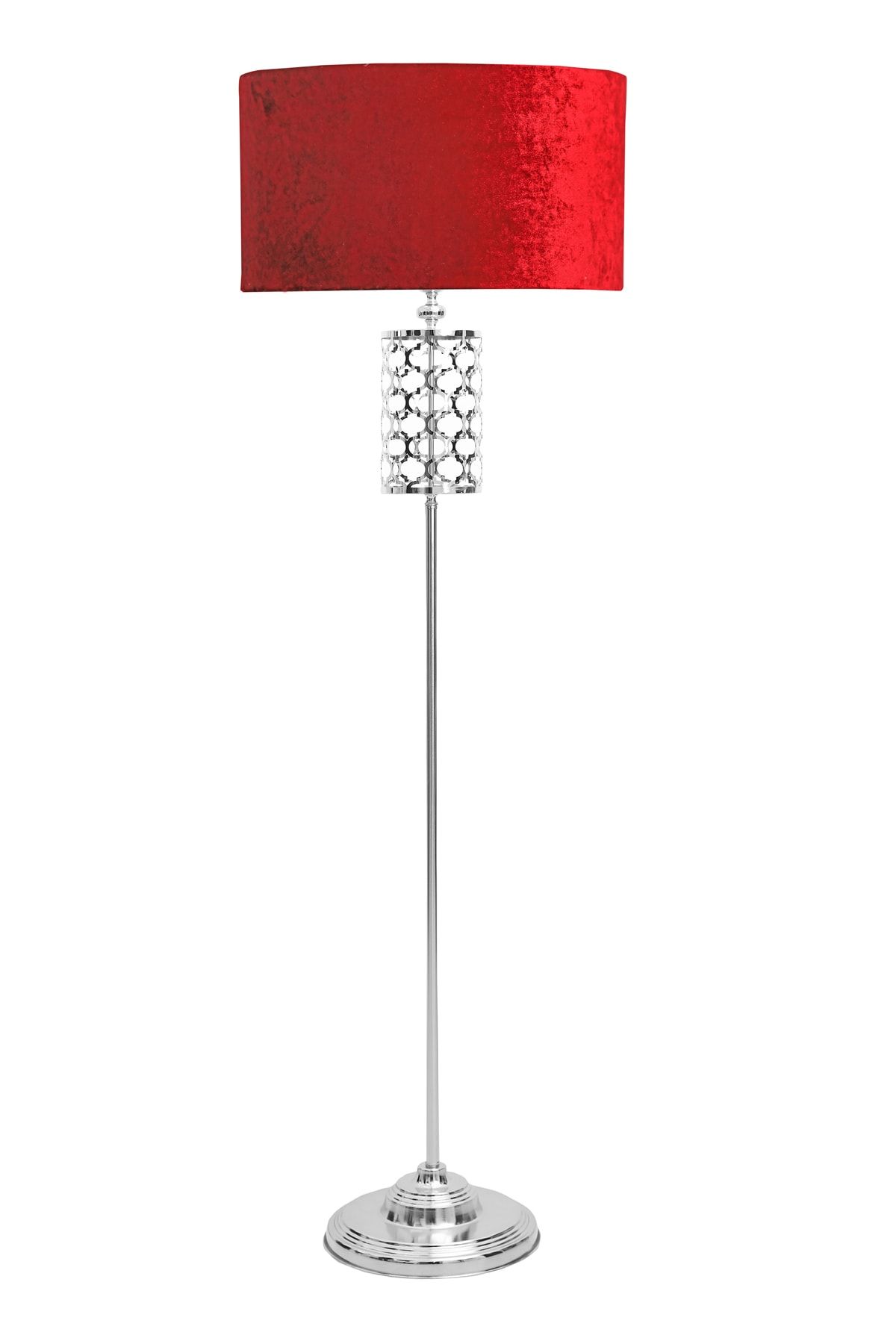 Vinner Bourges Krom Kaplama Özel Tasarım Metal Lambader - Kadife Kırmızı