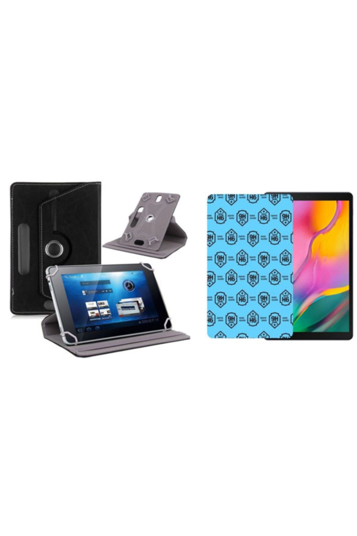 AYVAZAKSESUAR Alcatel Smart Tab 7 Uyumlu Set Universal Tablet Kılıfı Ve Nano Ekran Koruyucu