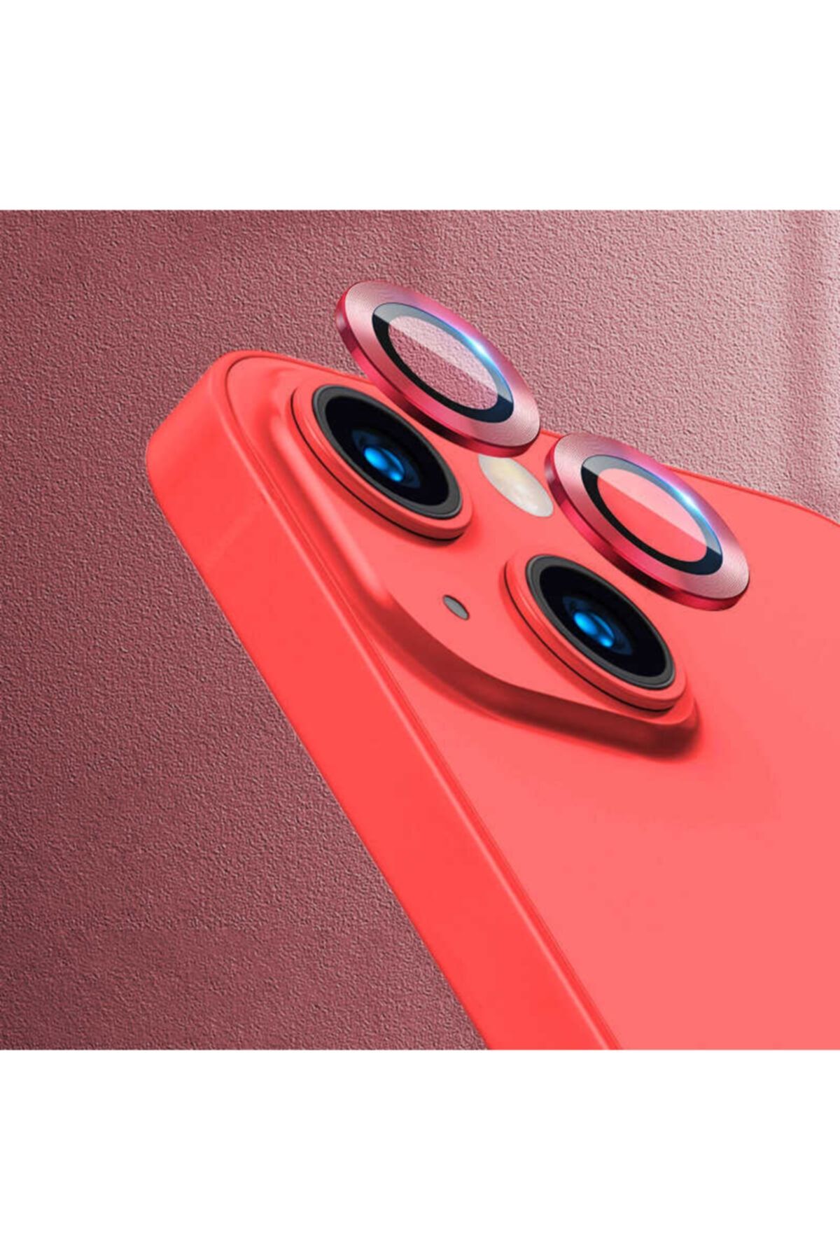 Nezih Case Iphone 13 Mini Uyumlu Kamera Lens Koruyucu Kırmızı
