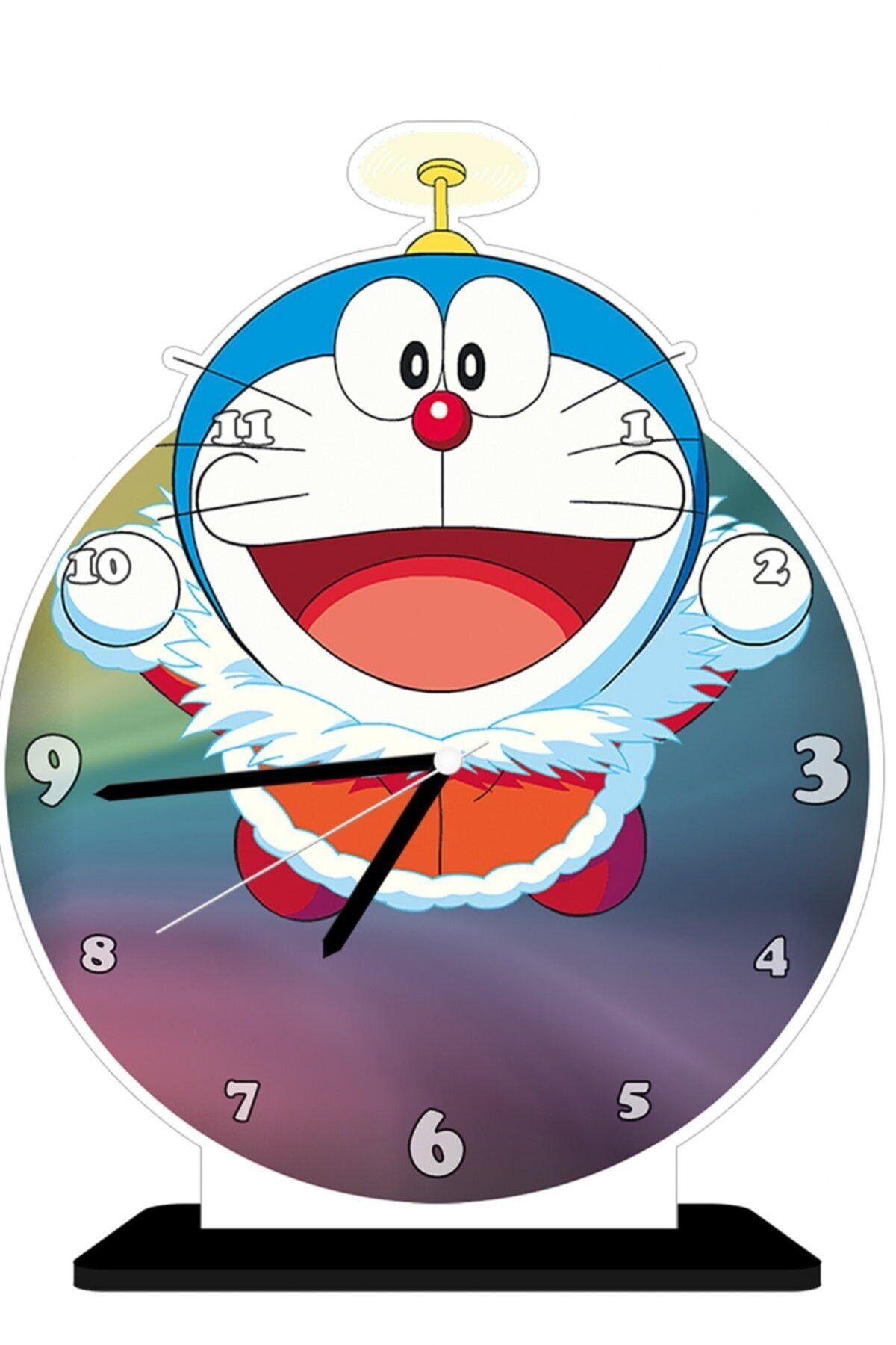 Tablomega Mutlu Doraemon Desenli Ahşap Masa Saati
