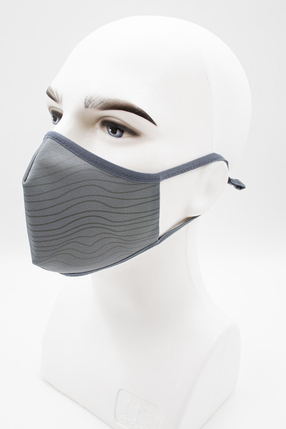 Provizyon Maske Açık Gri Çizgili Desenli Kulak Boyu Ayarlanabilir Kumaş Yıkanabilir Maske