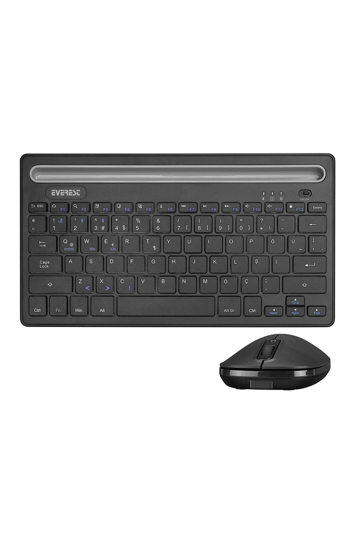 Everest Km-bt803 Wireless Klavye Mouse Set (bluetooth Klavye) Ince Siyah Tablet Standlı