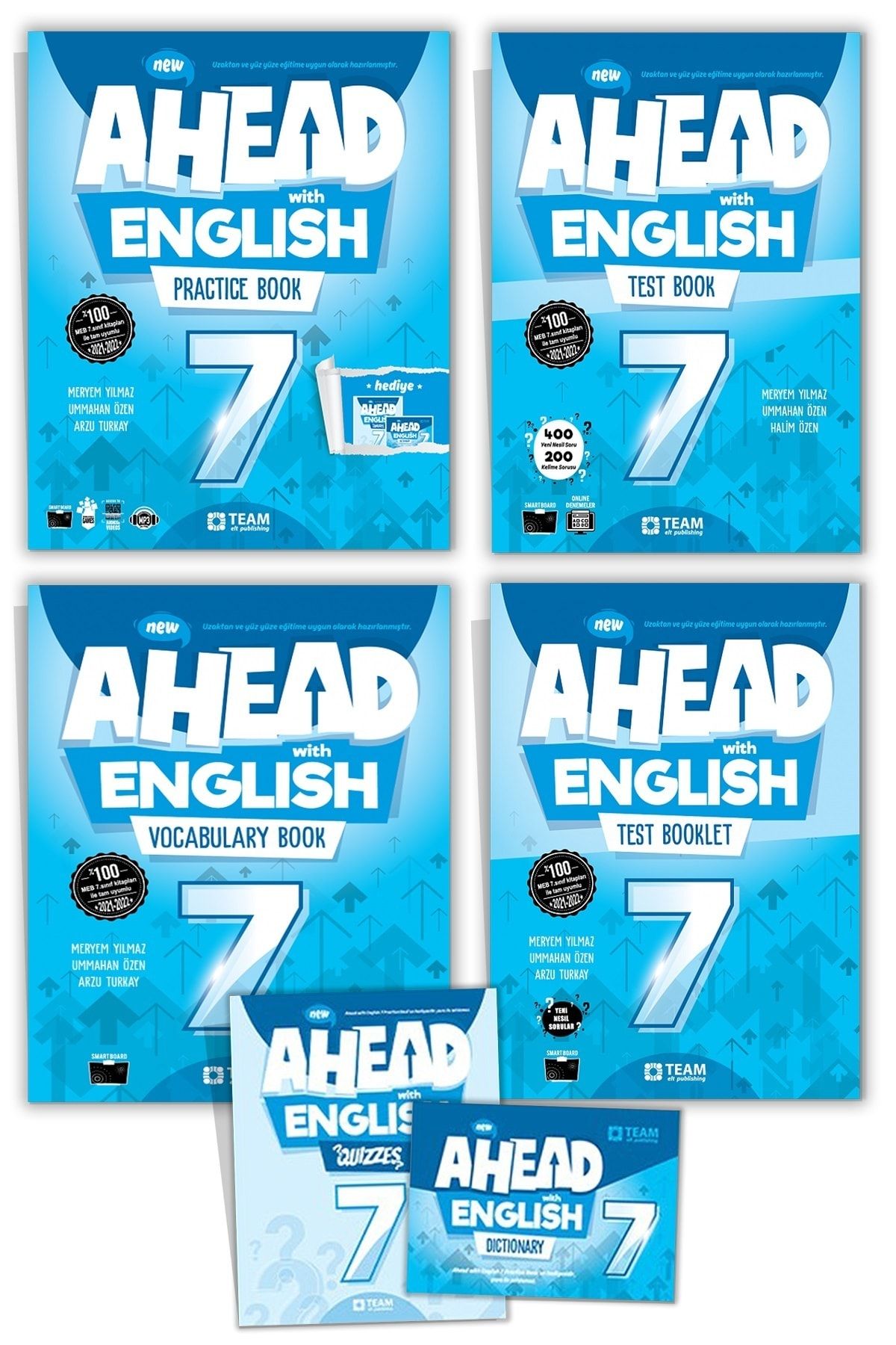 Team Elt Publishing Ahead With English 7 (4'lü Set) 2022 Practice Book, Test Book, Test Booklet, Vocabulary Book