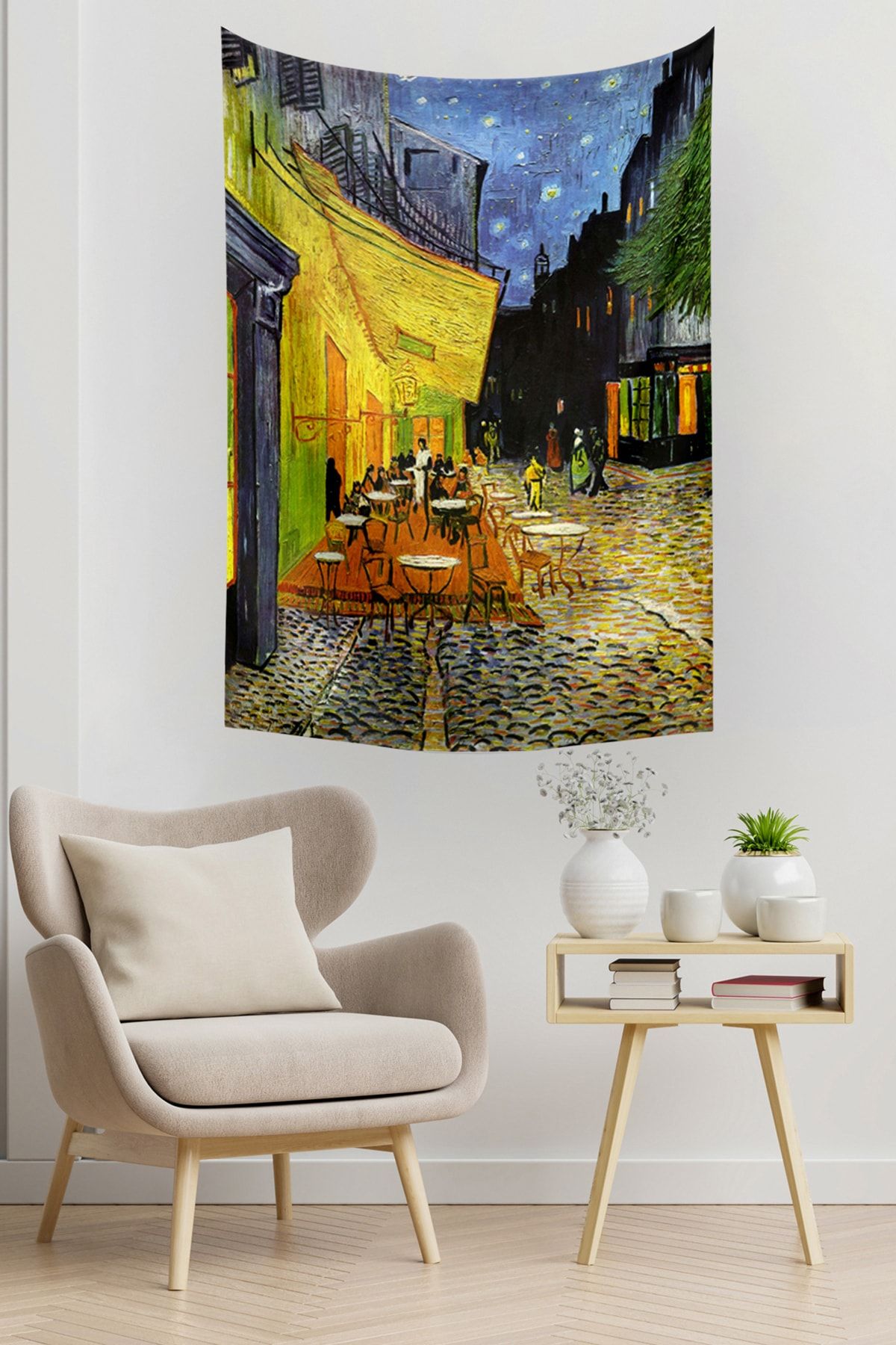 Vagonik Van Gogh Teras Cafe Duvar Örtüsü Halısı 140 X 100 Cm-70x100 Cm