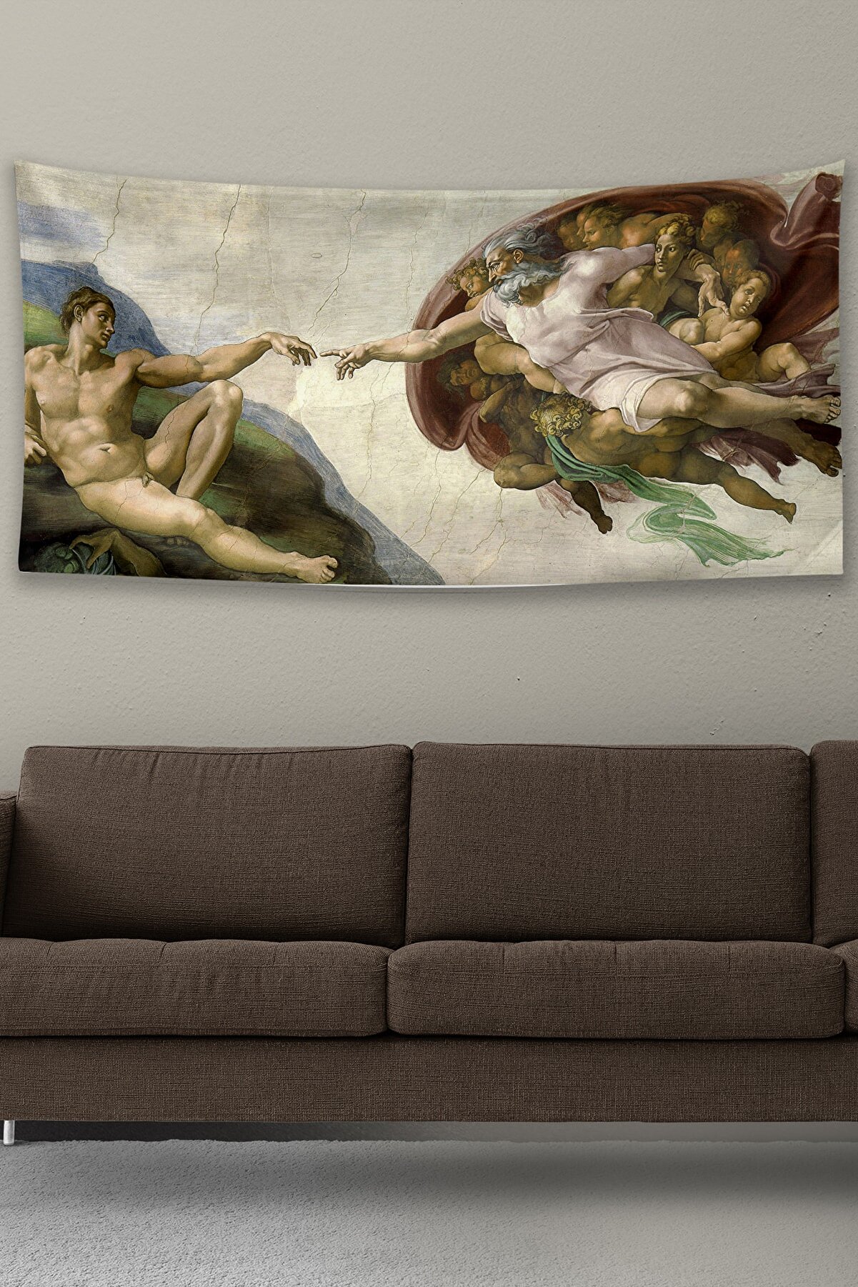 Vagonik Michelangelo Tanrının Eli Duvar Örtüsü Halısı Büyük Boy