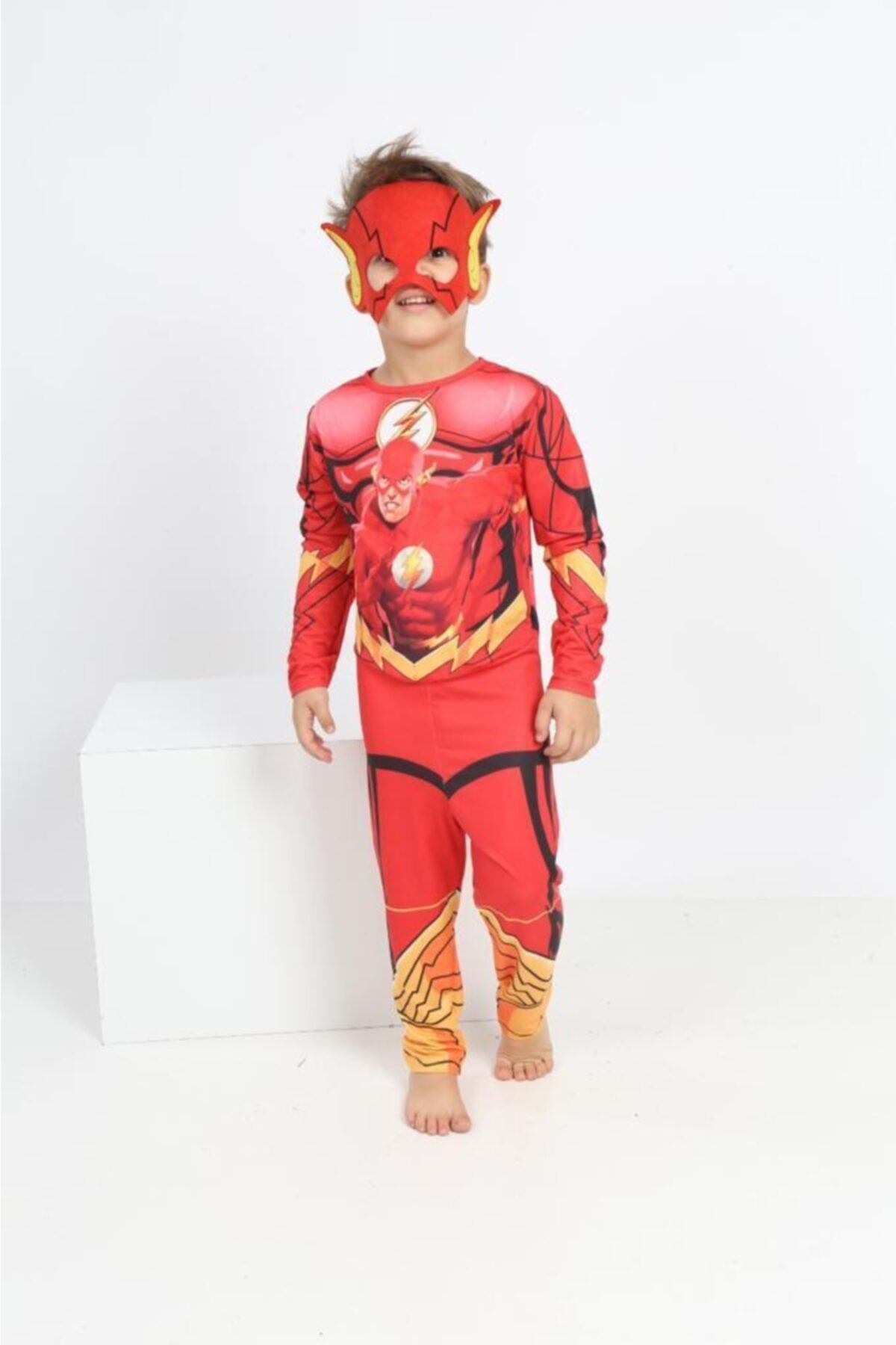 Genel Markalar Erkek Çocuk Kırmızı Maskeli Flash Kostüm
