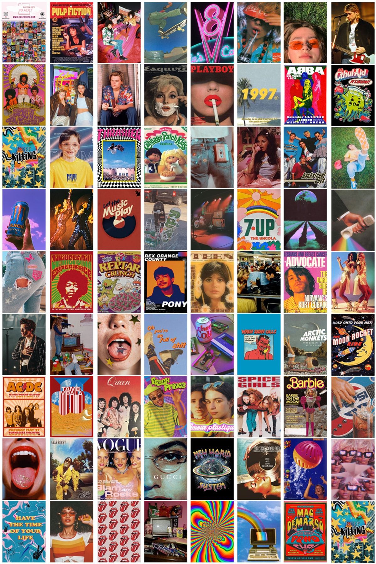 bukashops Colorfull Retro 70'lı Poster Duvar Posteri Seti