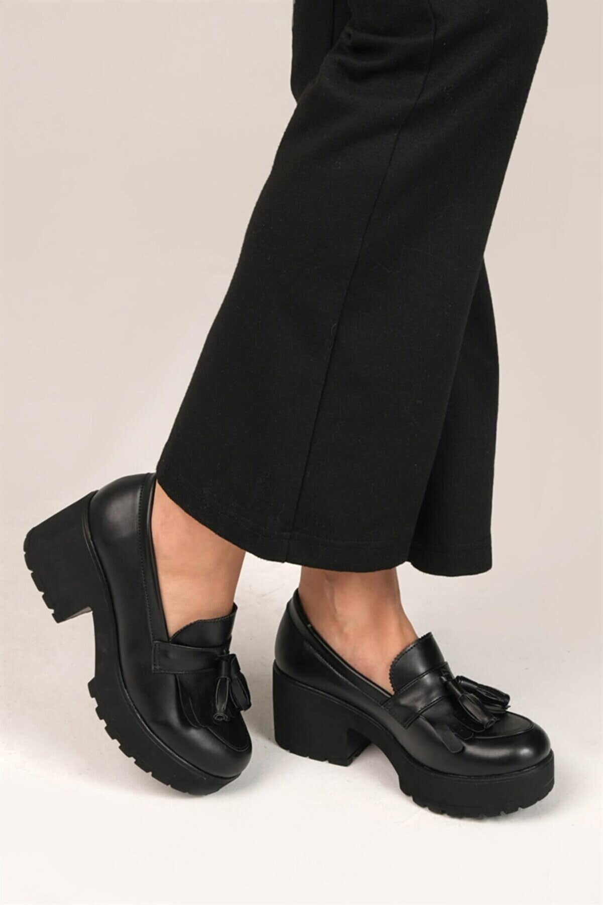 ELROZO Kadın Siyah Loafer Ayakkabı