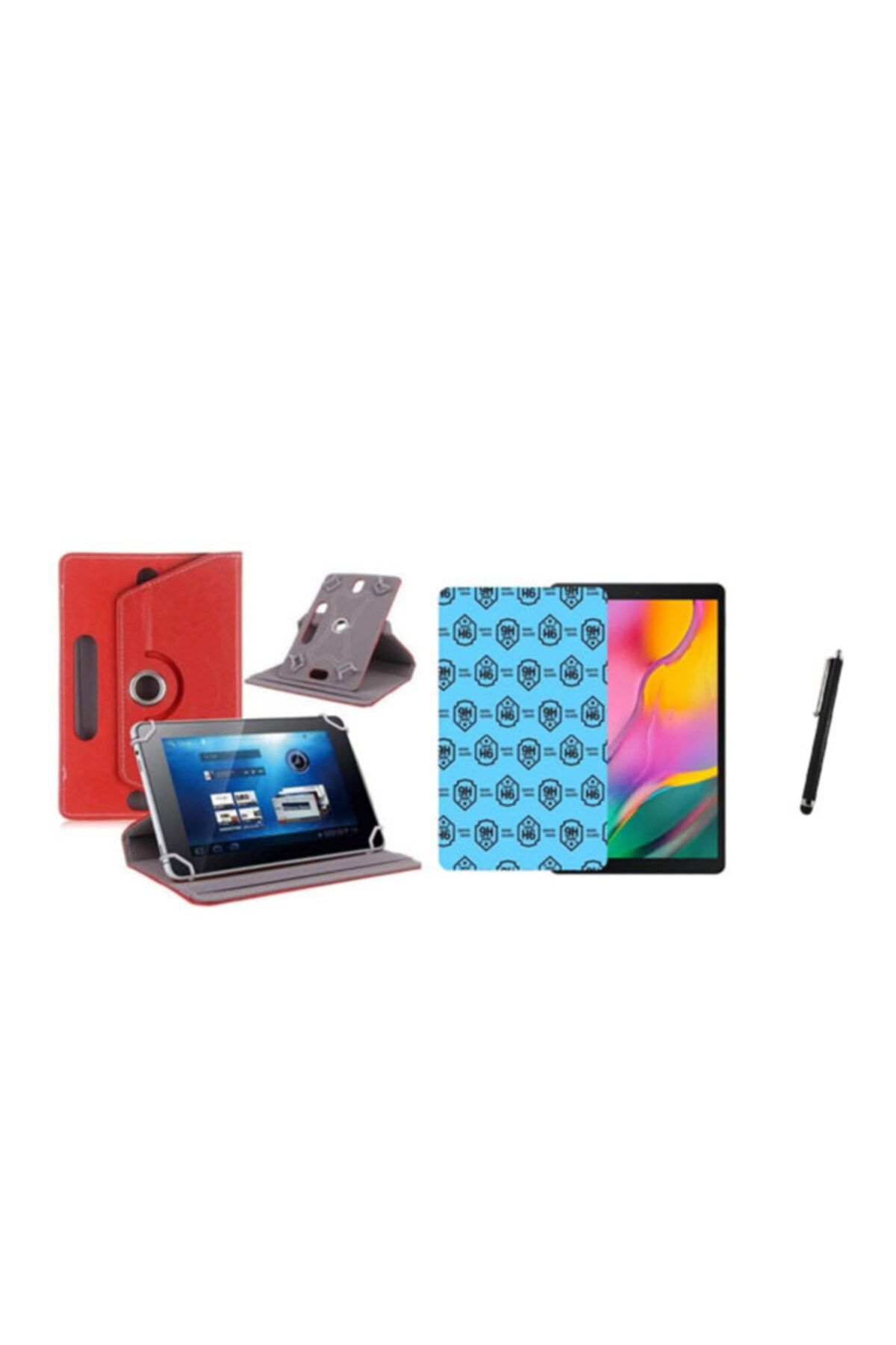 AYVAZAKSESUAR Huaweı Mediapad T3 10 Uyumlu Set Universal Tablet Kılıfı Nano Ekran Koruyucu+kalem