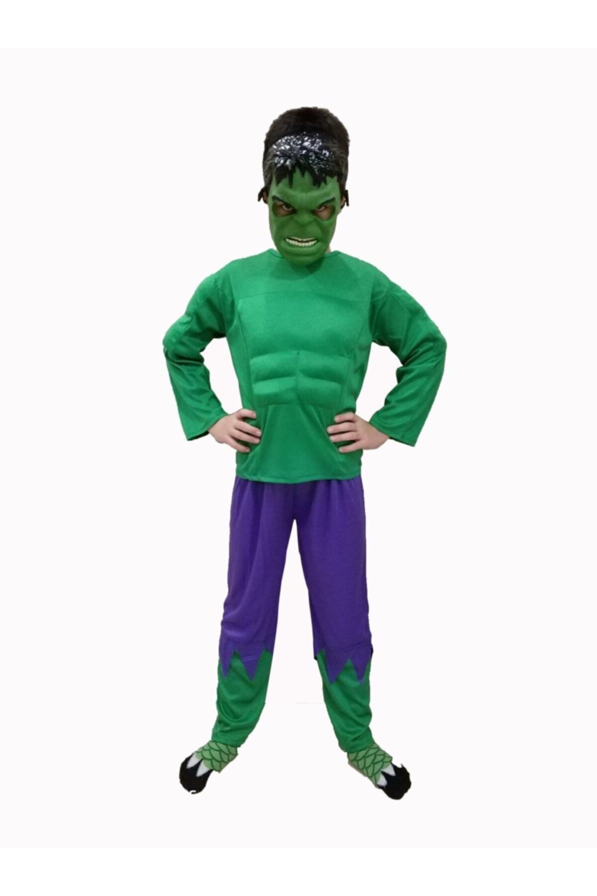 Muhtelif Avengers Hulk Yeşil Dev Çocuk Kostümü Maske Hediyeli