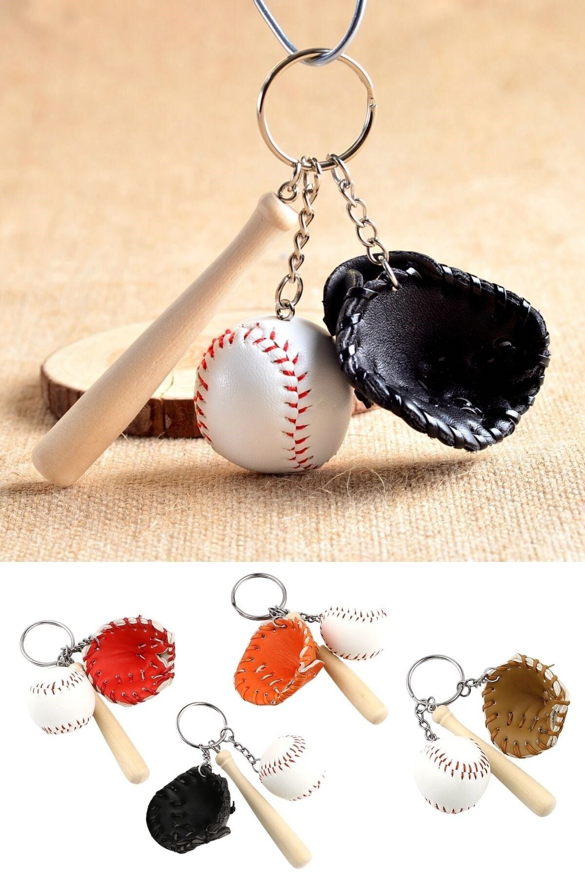 Buffer ® Gerçekçi Beyzbol Tasarımlı Şık Anahtarlık Kolye Çanta Süsü Baseball Keychain