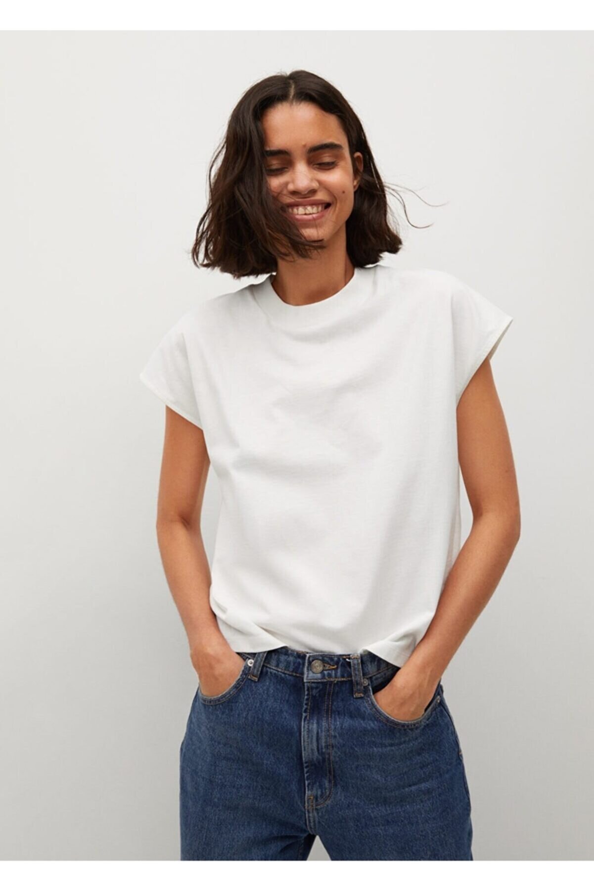 Mango Kadın Kırık Beyaz %100 Geri Dönüştürülmüş Pamuklu Tişört