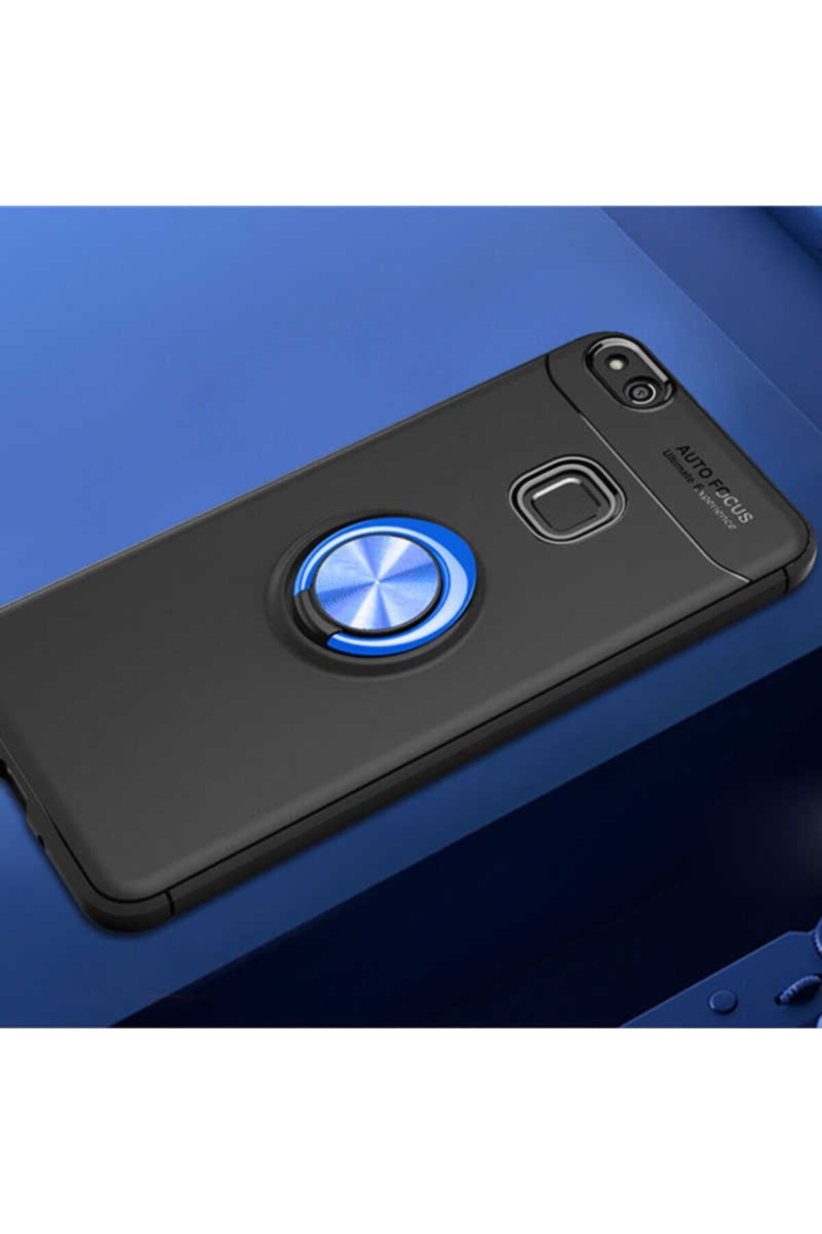 Israh Huawei P10 Lite Için Uyumlu Kılıf Dönebilen Yüzüklü Standlı Silikon Kamera Korumalı Kapak