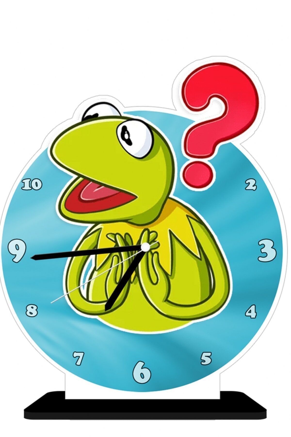 Tablomega Kurbağa Kermit Desenli Ahşap Masa Saati