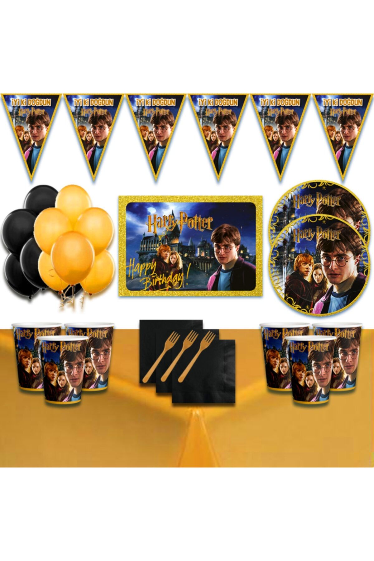 Harry Potter Afişli 16 Kişilik Doğum Günü Parti Süsleri Malzemeleri Seti