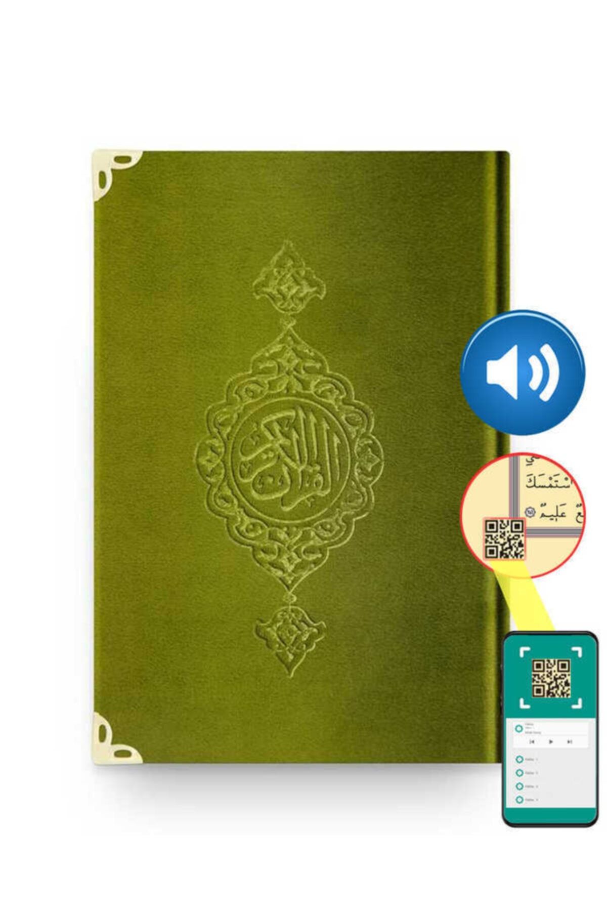 Hayrat Neşriyat Orta Boy Kadife Kur'an-ı Kerim (yeşil, Yaldızlı, Mühürlü)