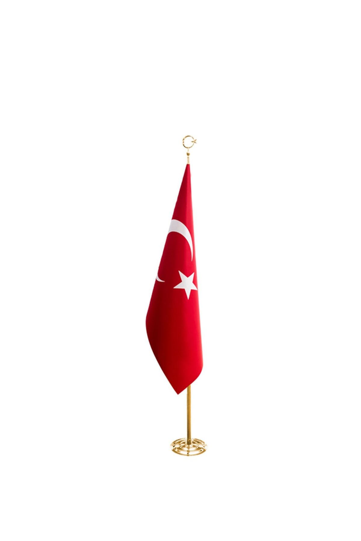bayrakal  Makam Bayrağı, Türk Bayrağı, Simsiz Sarı Direkli 245cm, Ofis Bayrağı, Flama, Telalı Makam Bayrağı