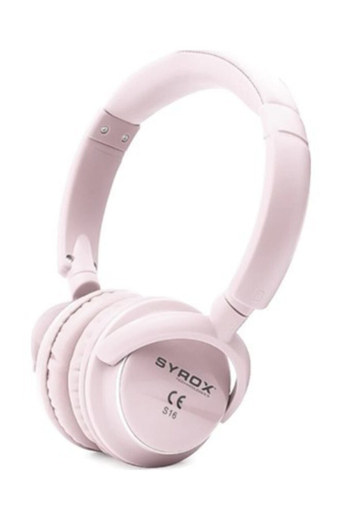 Syrox Pembe S16 Kablosuz Hafıza Kartlı Bluetooth Kulak Üstü Kulaklık