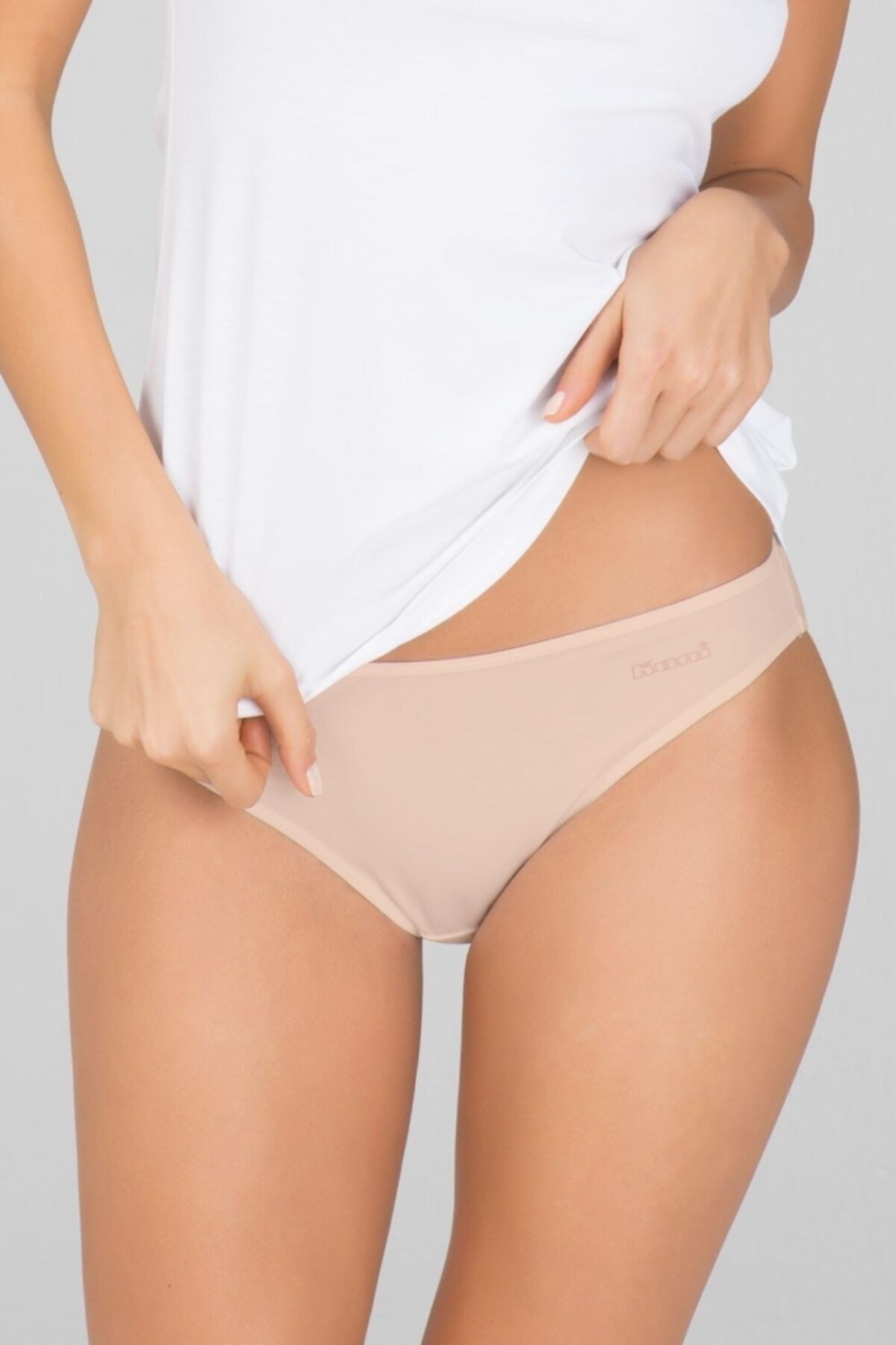 Kom Kadın Penye Likra Compact Bikini Slip Külot 6 Lı Ten S-2xl