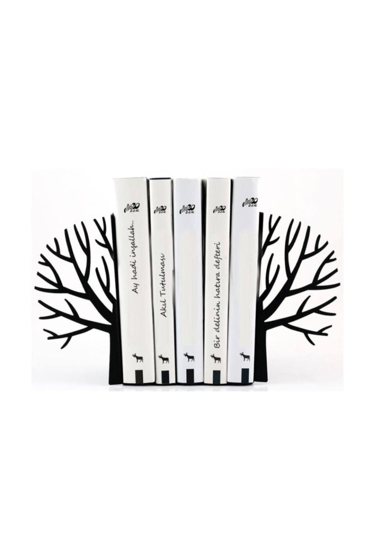 You Bella Ağaç Desenli Kitap Desteği - Ev Ve Ofis Dekoratif Estetik Kitap Tutucu 2'li Set Siyah