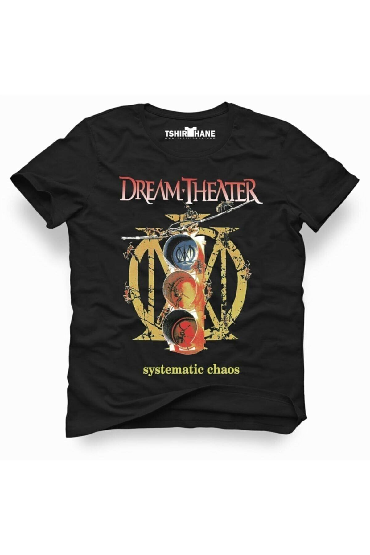 Tshirthane Dream Theater Systematic Chaos Rock Metal Müzik Baskılı Erkek Dar Kesim Slim Fit T-shirt