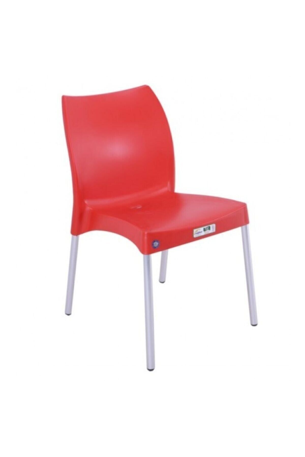 Mandella Nil Sandalye (2 ADET) Alüminyum Ayaklı Kırmızı