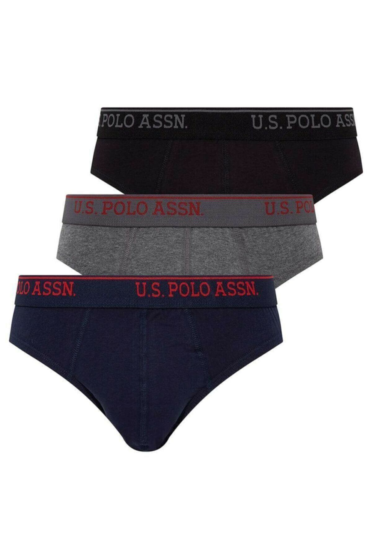 U.S. Polo Assn. U.S. Polo Assn. 80436 Siyah Gri Lacivert 3Lü Erkek Slip
