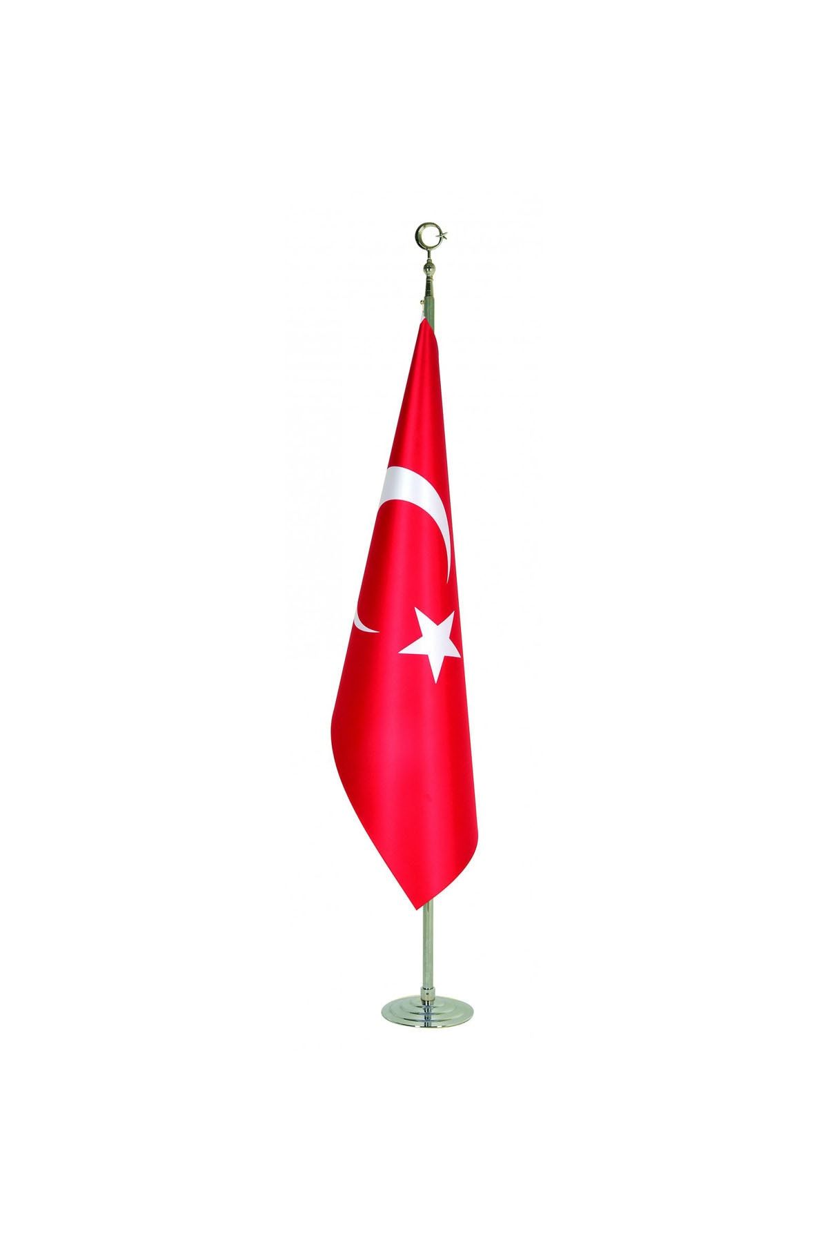 bayrakal  Makam Bayrağı, Türk Bayrağı, Simsiz Krom Direkli 224cm.