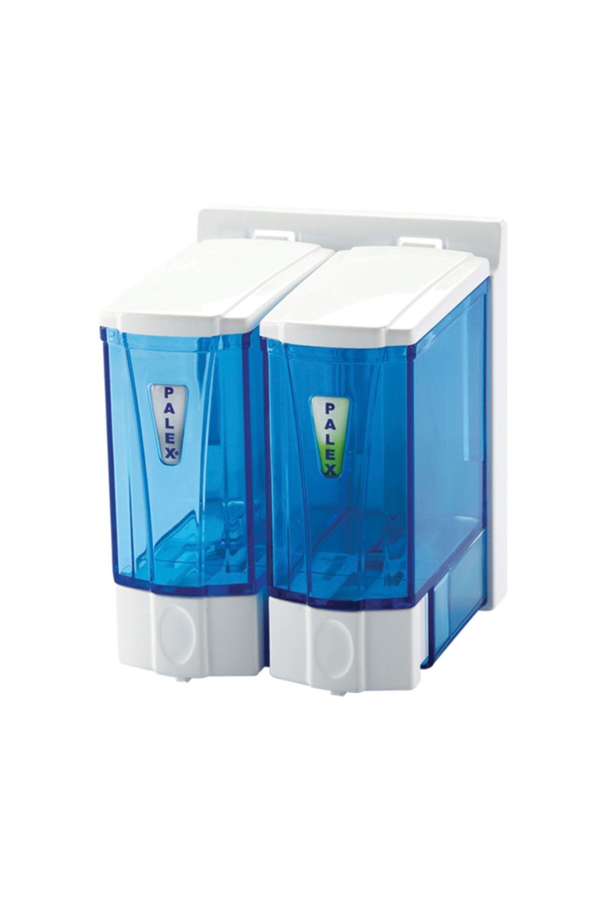 Palex Mini Sıvı Sabun Dispenseri Çiftli 250*2 Cc Şeffaf Mavi