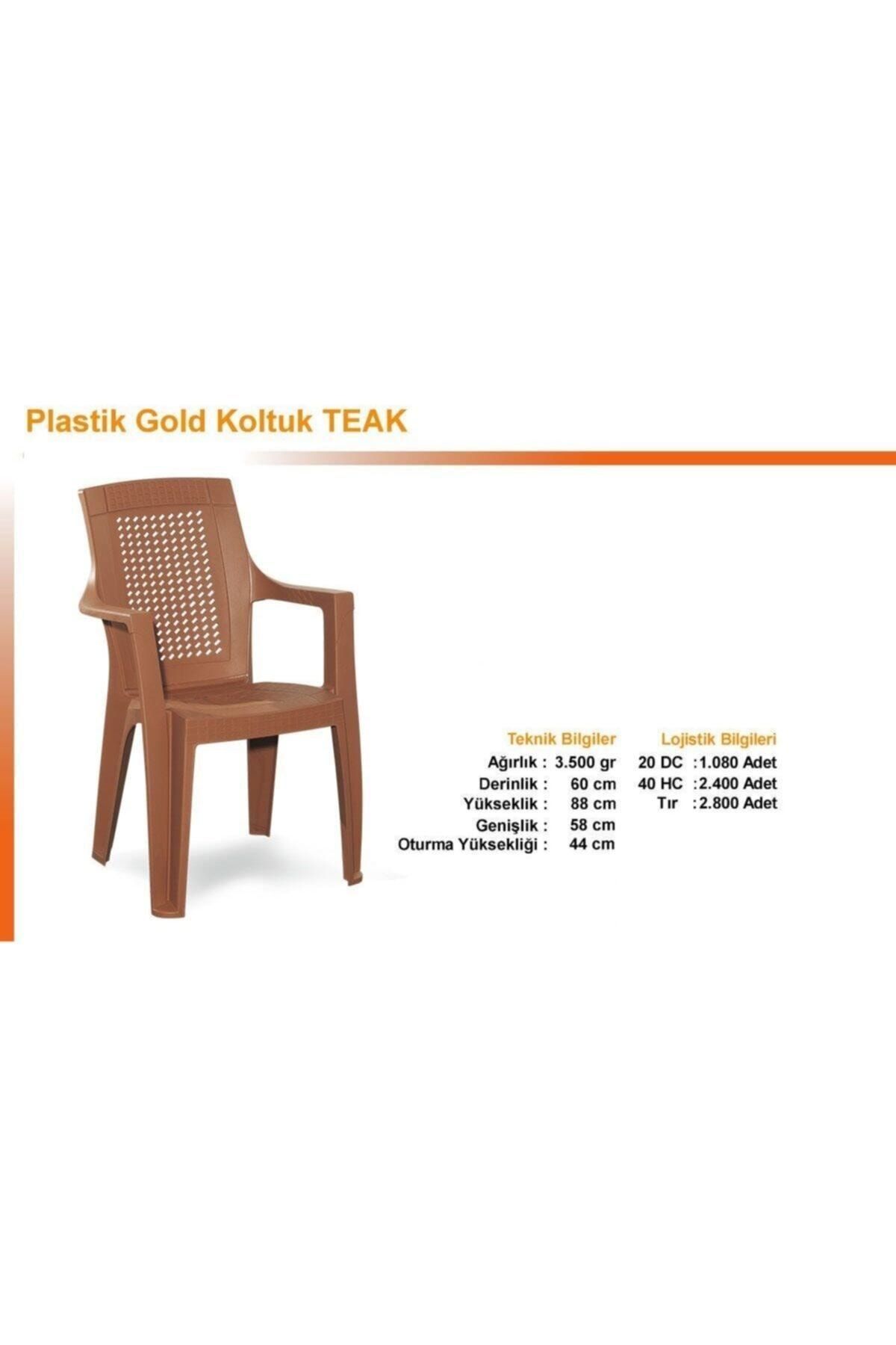 Özel Yapım 4 Adet Sağlam Gold Rattan Efektli Plastik Sandalye Teak Renk - Günün Fırsatı